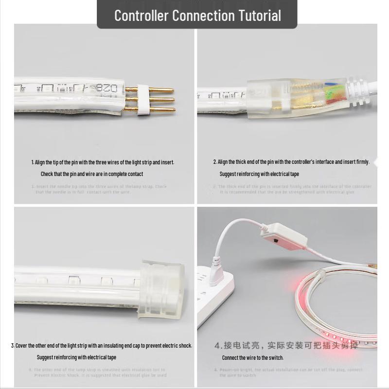 220V IP65 Outdoor Monochrome Chasing LED Strip Light Kit