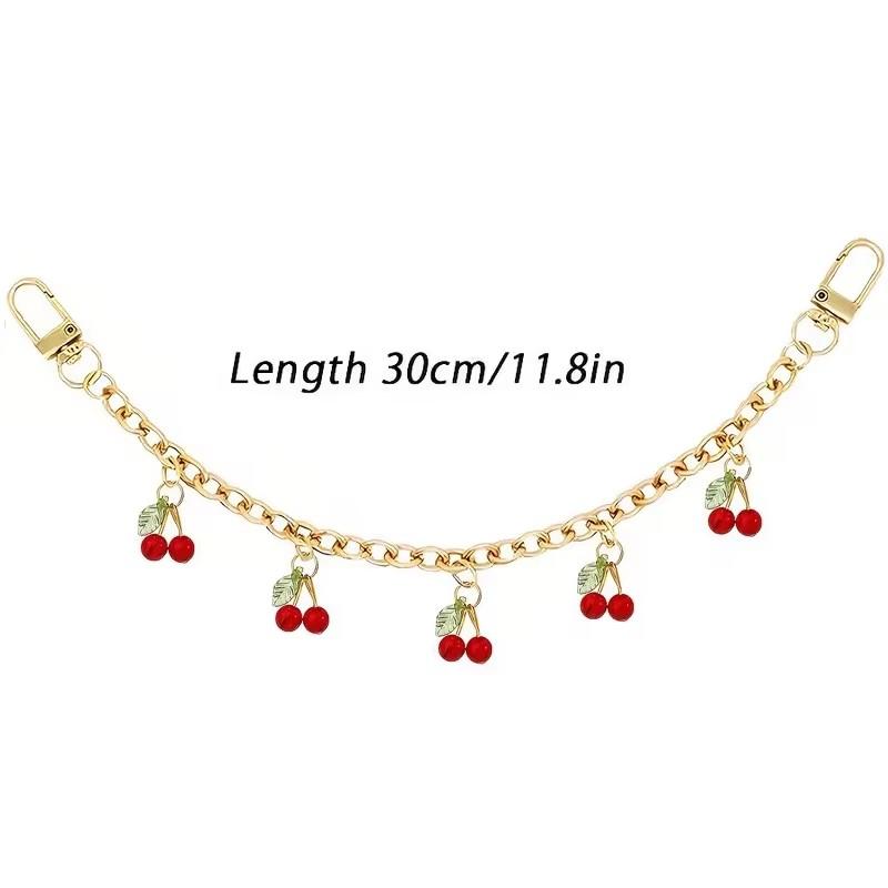 

Yogodlns DIY Zinc Alloy Bag Hanging Chain with Cherry Pendant Detachable Shoulder Bag Carrying Chain Handbag Extension Chain for Woman one size червоний