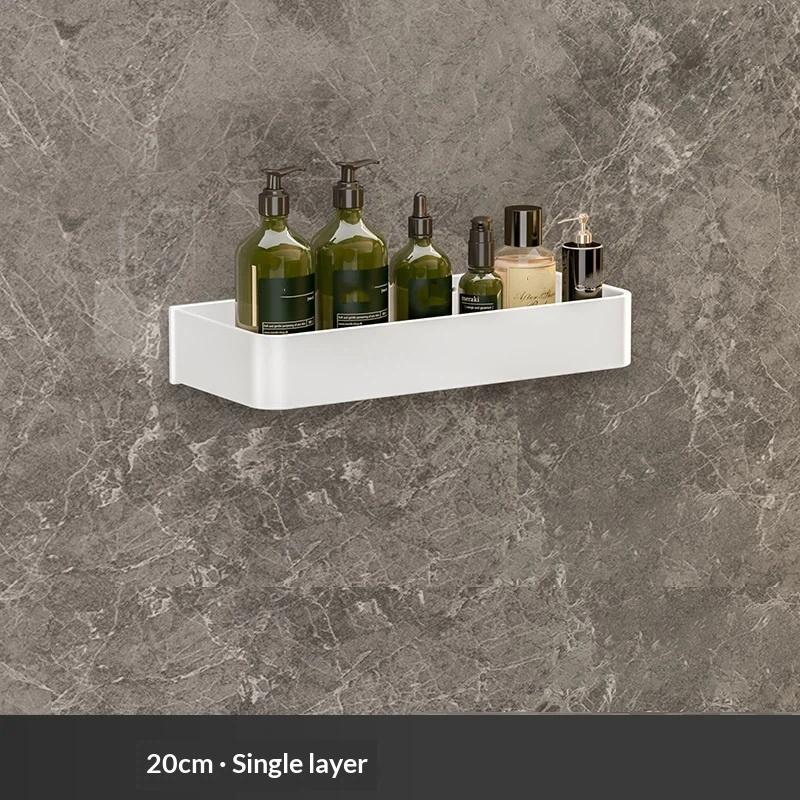 Bathroom Multifunctional Storage Rack, Space Aluminum Anti Rust Wall Mounted Storage Rack Single-Layer