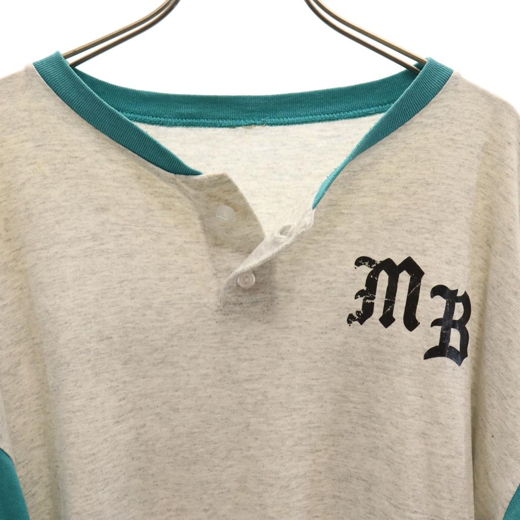 OLD 90s MB 15 Short sleeve Henry Neck T-shirt gray Men's Used