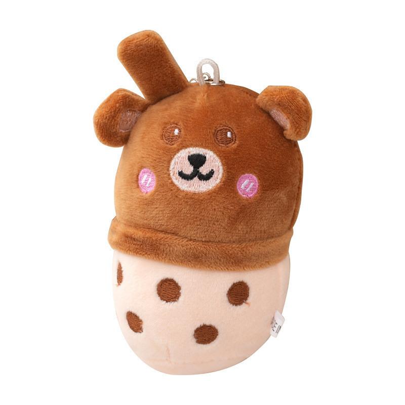 Entzückender Cartoon-Tier-Plüsch-Schlüsselanhänger Milchflaschenbecher-Puppe Niedlicher Bär