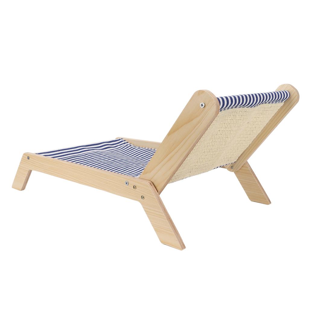 Cat Hammock Prevent Shaking Wooden Frame Swing Chair Kitten Raised Bed with Scratcher for All Seasons Beach Lounge Chair