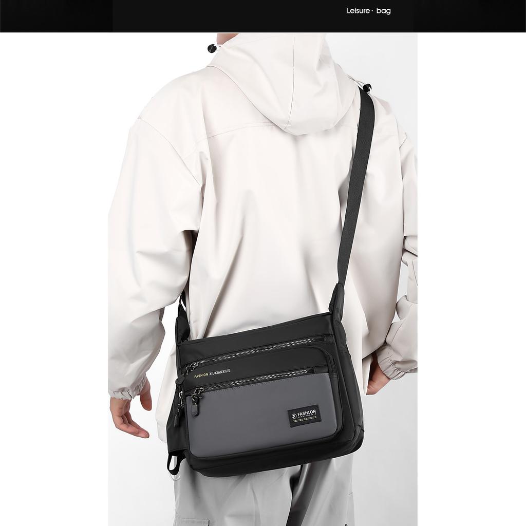 Large capacity men's messenger bag travel shoulder bag leisure trend bag men's fashion multi-functional waterproof backpack