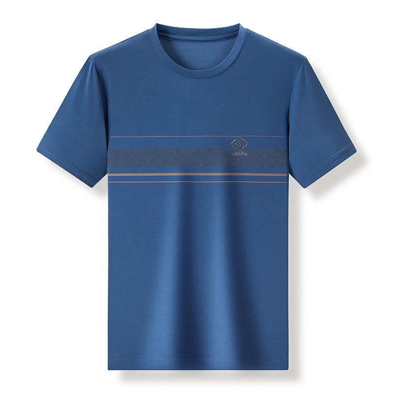 Casual Fashion Short Sleeve Polo-Neck Pullovers Tops Male Clothes Summer Round Neck Printed Spliced  T-shirt for Men