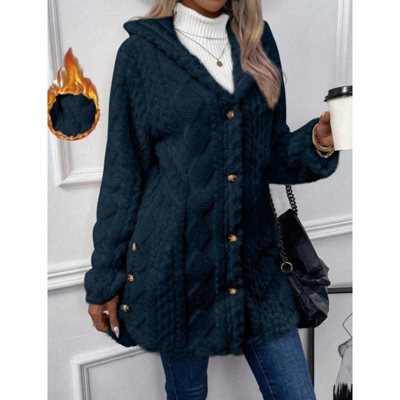 Women S Hooded Fleece Cardigan Long Sleeve Casual Warm Coat