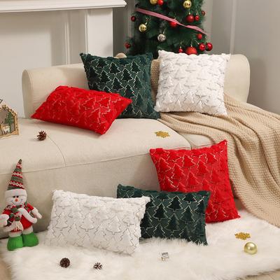 Festive Fluffy Pillow Cover Christmas Tree Decoration Cushion for Bed Sofa Romantic Holiday Home Decor