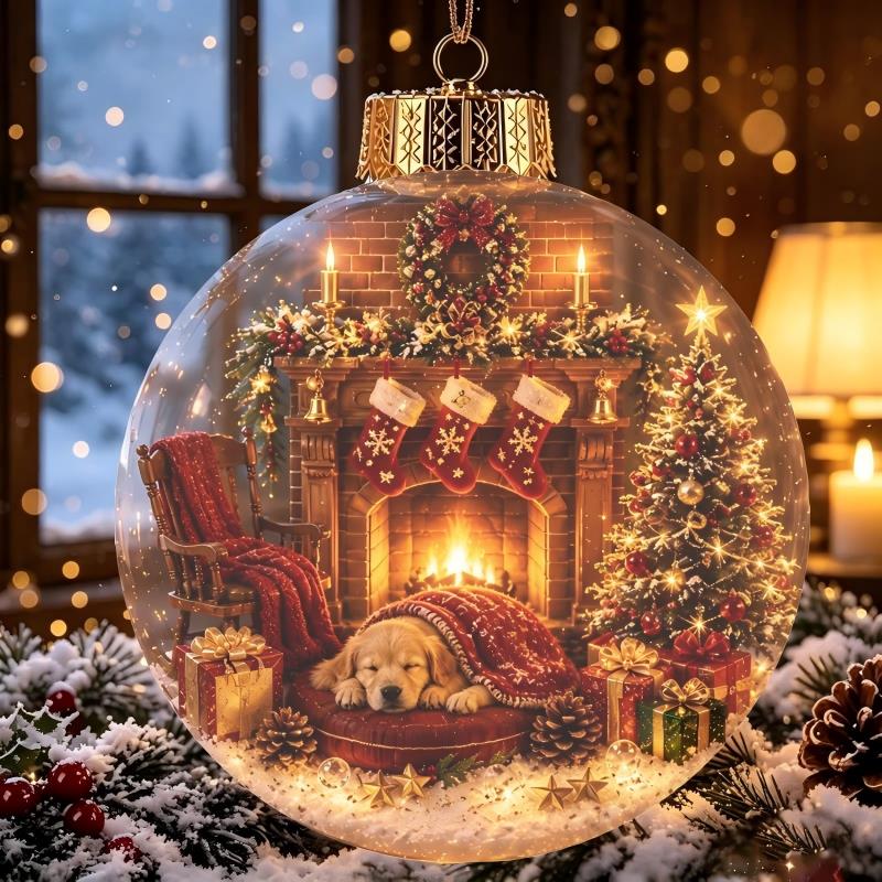 3D Christmas Snow Globe Ornament Xmas Tree Santa Snowman Glowing Hanging Decor Home Party Christmas Accessories New Year Gifts 7