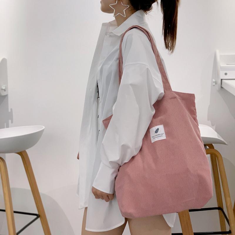 Spot Corduroy Hundred Tower Student Shoulder Bag Japanese and Korean Leisure Canvas Shopping Portable Women's Bags
