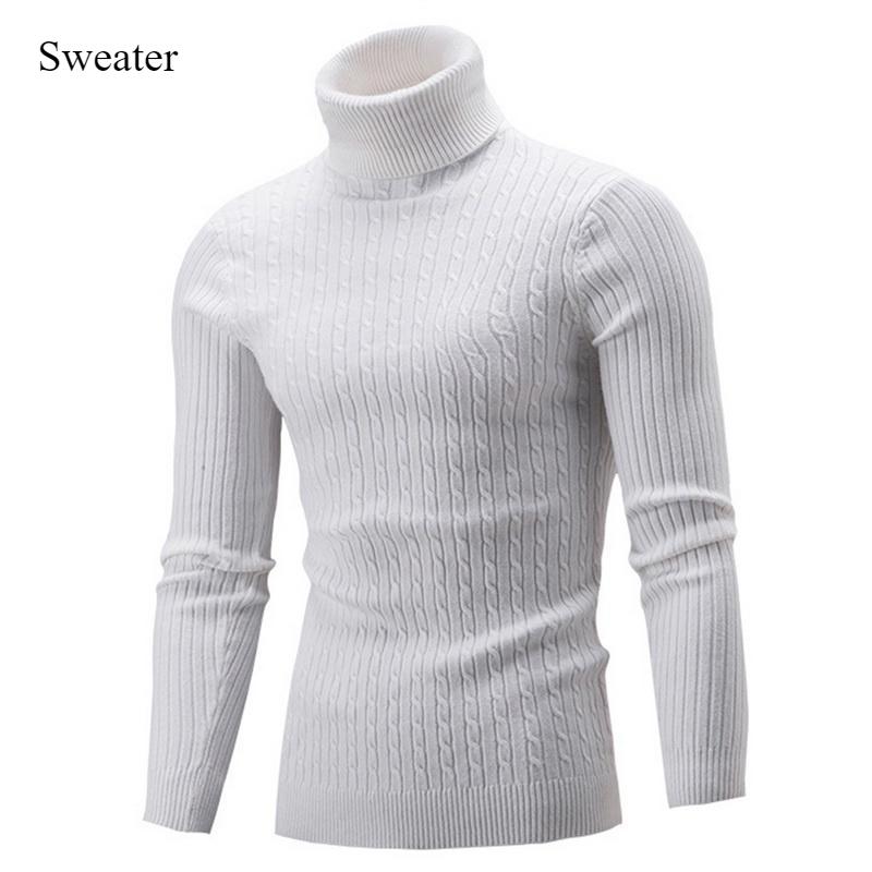 Maglieria alla moda da uomo a collo alto autunno e inverno slim base calda casual maglione a tinta unita