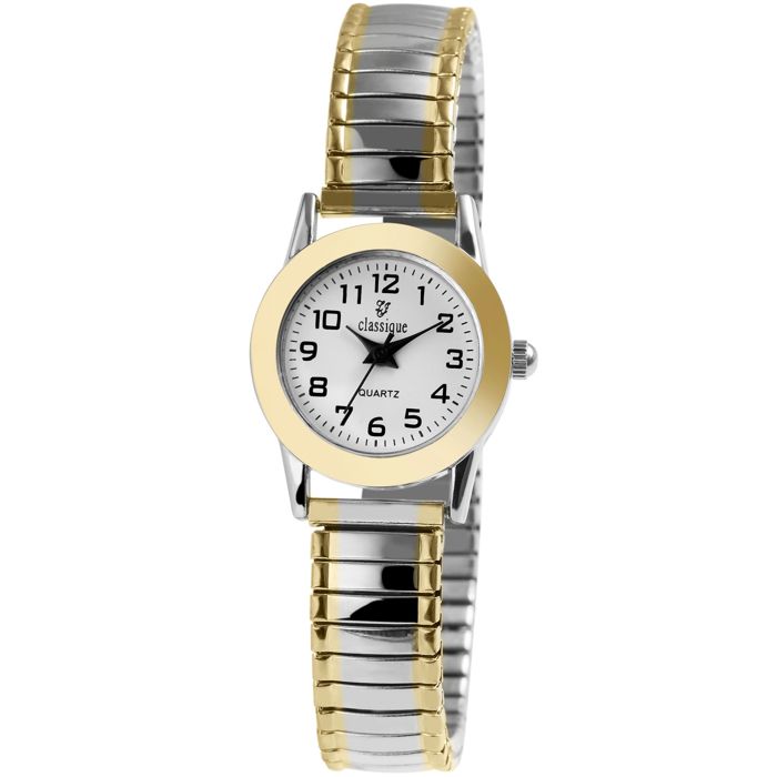 Montre bracelet - CLASSIQUE - Class - Bicolore doré/argenté - Boîtier 23 mm - Bracelet extensible acier