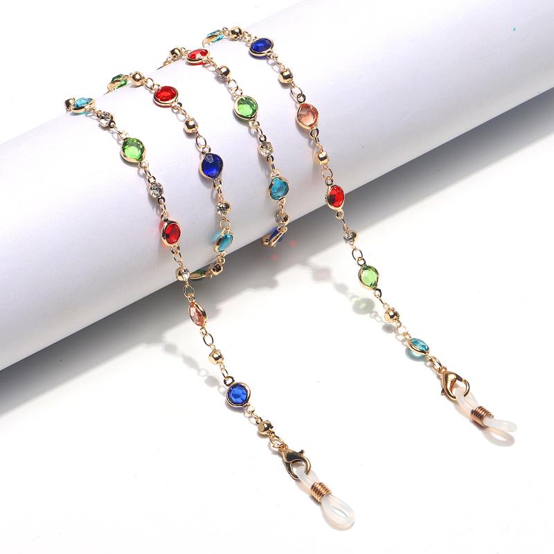 

Light Luxury Pearl Crystal Navy Blue Hanging Chain Made By Hand Glasses Chain For SummerFashion Anti-Loss Eye Chain