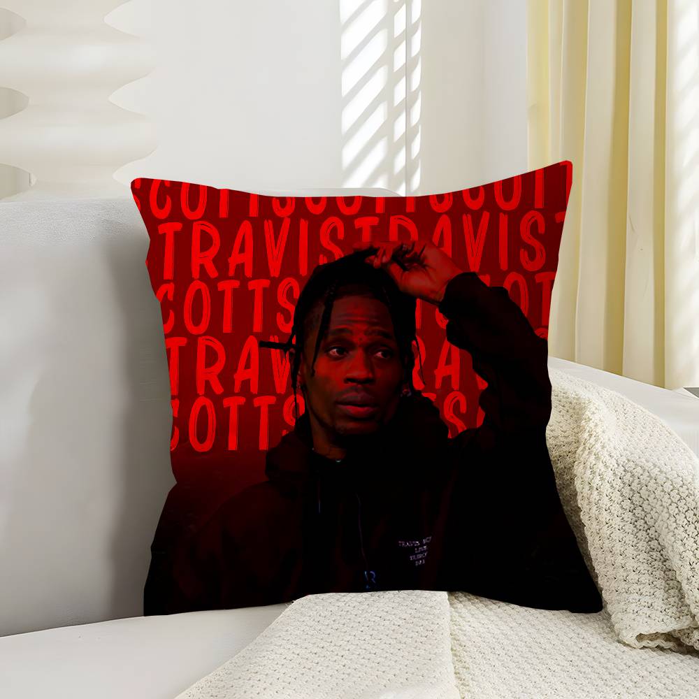 Rapper T-Travis S-Scott Personalized Pillow Cover Kids Bedroom Wild Party Decor Pillowcase Kid Birthday Shower Gift