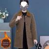Autumn & Winter Fashionable Mid-Length Plaid Coat for Middle-Aged and Elderly Women