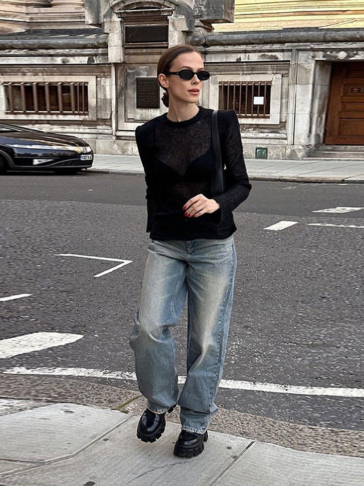 Women's Short Hollow Shoulder Pad Knitted Sweater Women's Round Neck Thin Pullover Sweater White Black Grey Sweater Pullover 2025 New Collection