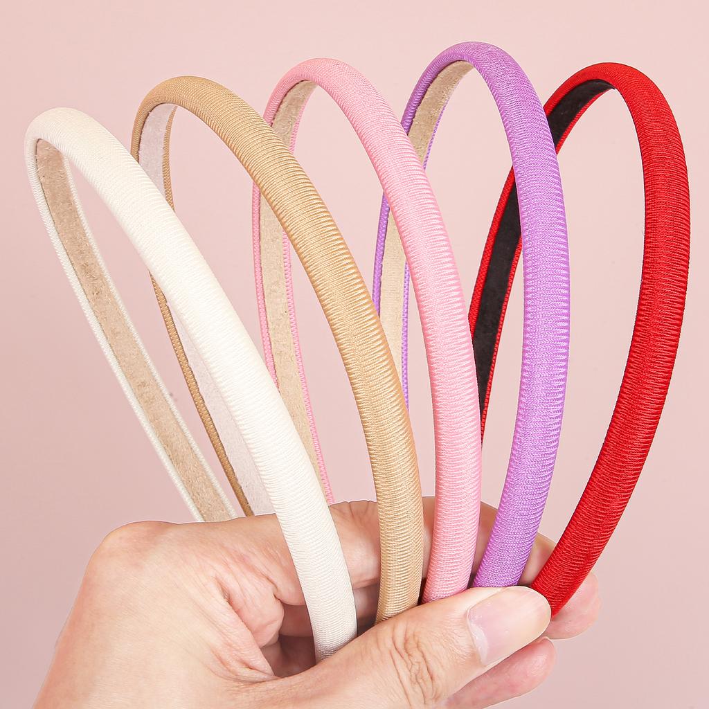 1/5pcs Plain 1cm Thin Headband for Girls Fabric Covered Resin Hairbands Plastic Hairhoop Kids Children Hair Accessories