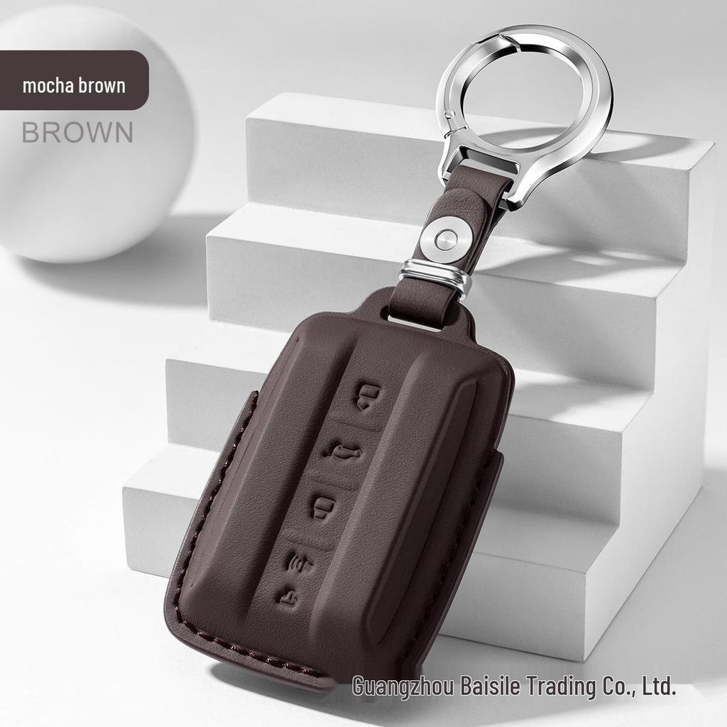 Premium Leather Car Key Cover for Tank 400 - Genuine Cowhide Key Bag with Buckle for Men and Women