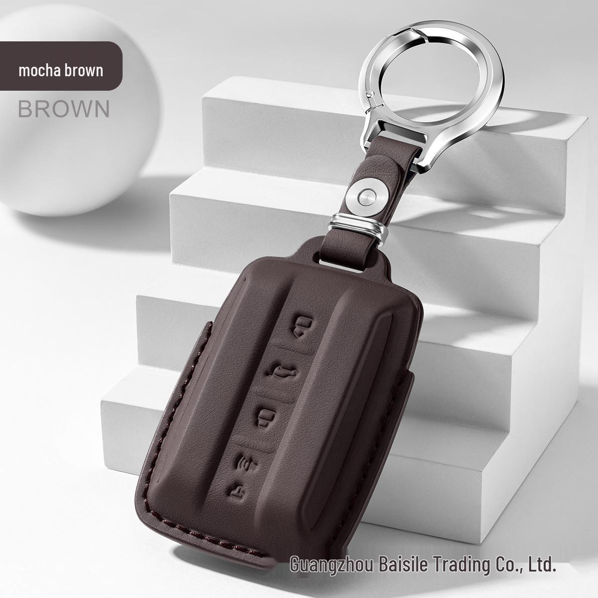 Premium Leather Car Key Cover for Tank 400 - Genuine Cowhide Key Bag with Buckle for Men and Women