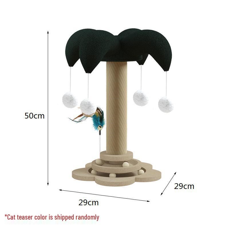 Sisal Cat Scratching Post & Tree with Elevated Board and Solid Wood Base