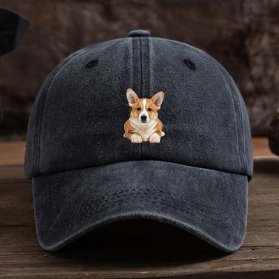 Stylowa i wszechstronna czapka z daszkiem z nadrukiem Corgi dla mężczyzn Modny kapelusz outdoorowy z daszkiem Odpowiedni na każdą porę roku