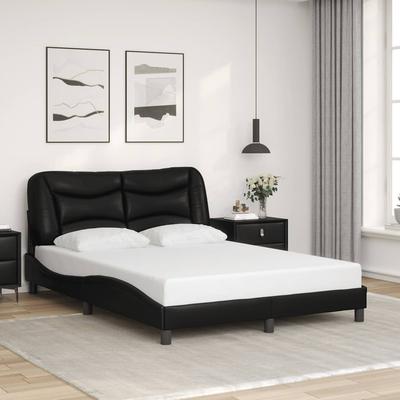 Vidaxl Bed Frame with Headboard, Black, 140X200 Cm, Faux Leather