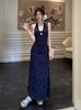French temperament neck floral dress dress women's summer seaside beautiful lace splicing waist A-shaped dress long dress