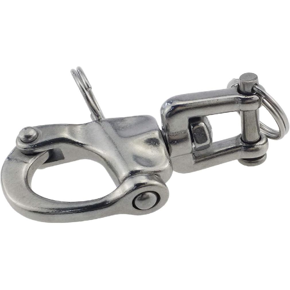 keehui Pair of 2-3/4inch Jaw Swivel Snap Shackle 316 Stainless Steel for Sailboat Spinnaker Halyard