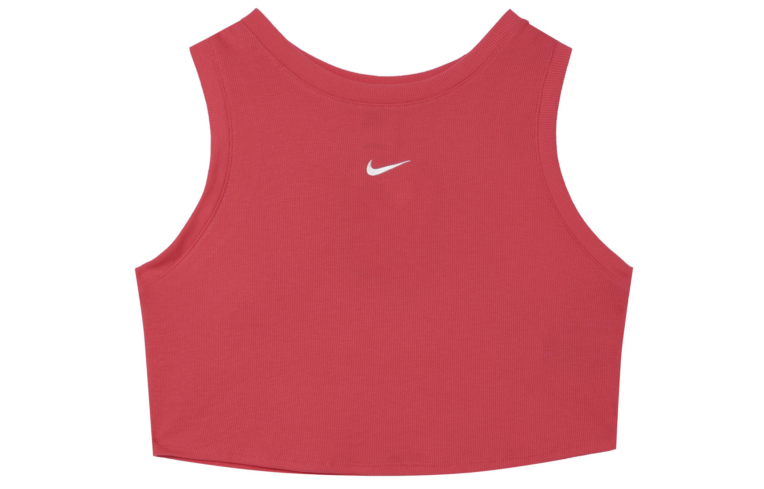 Nike Tank Tops Women s Light Fused Red Crew Neck Moderate Straight Fit FB8280-648 L