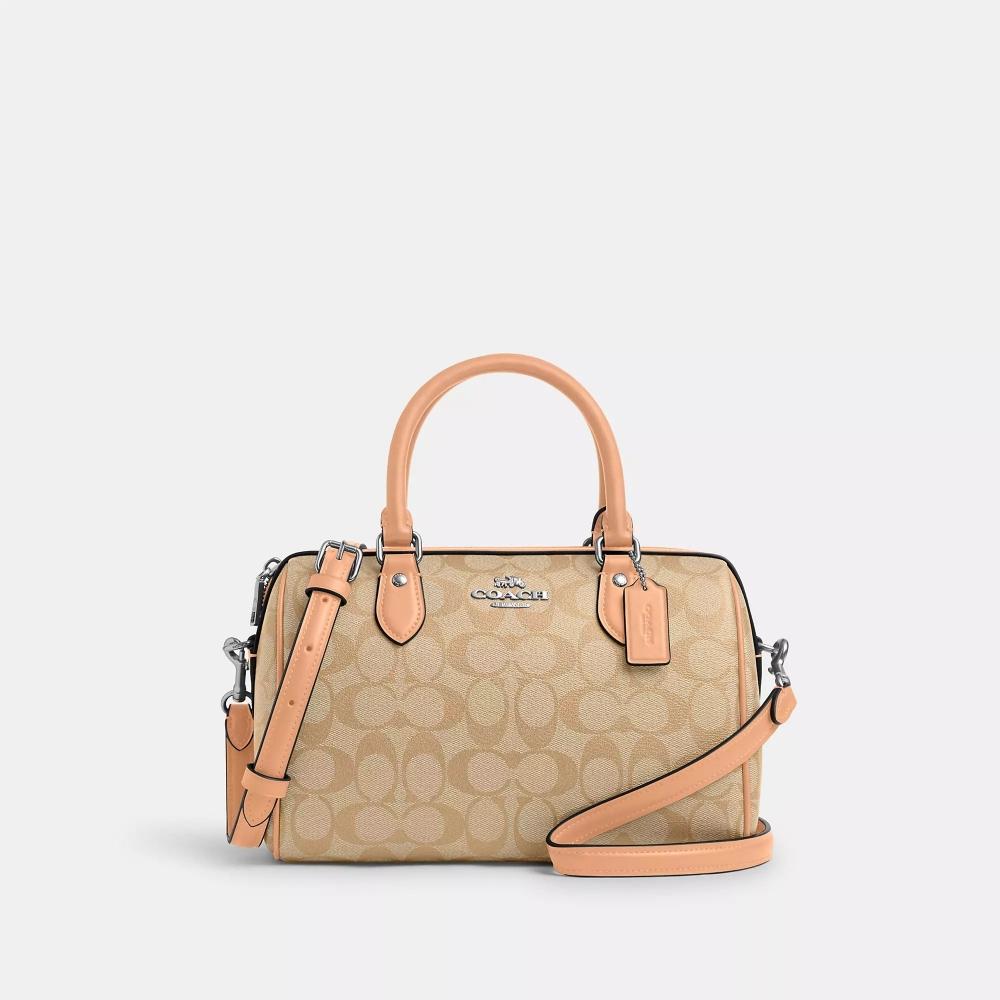 

Сумка-сэтчел Coach Rowan из канвы Signature светло-хаки с выцветшим румянцем