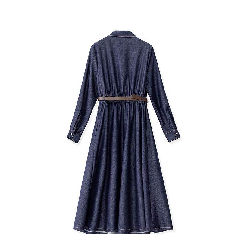 Women's Blue Denim Waist-Slimming Workwear Shirt Dress - Spring Fashion