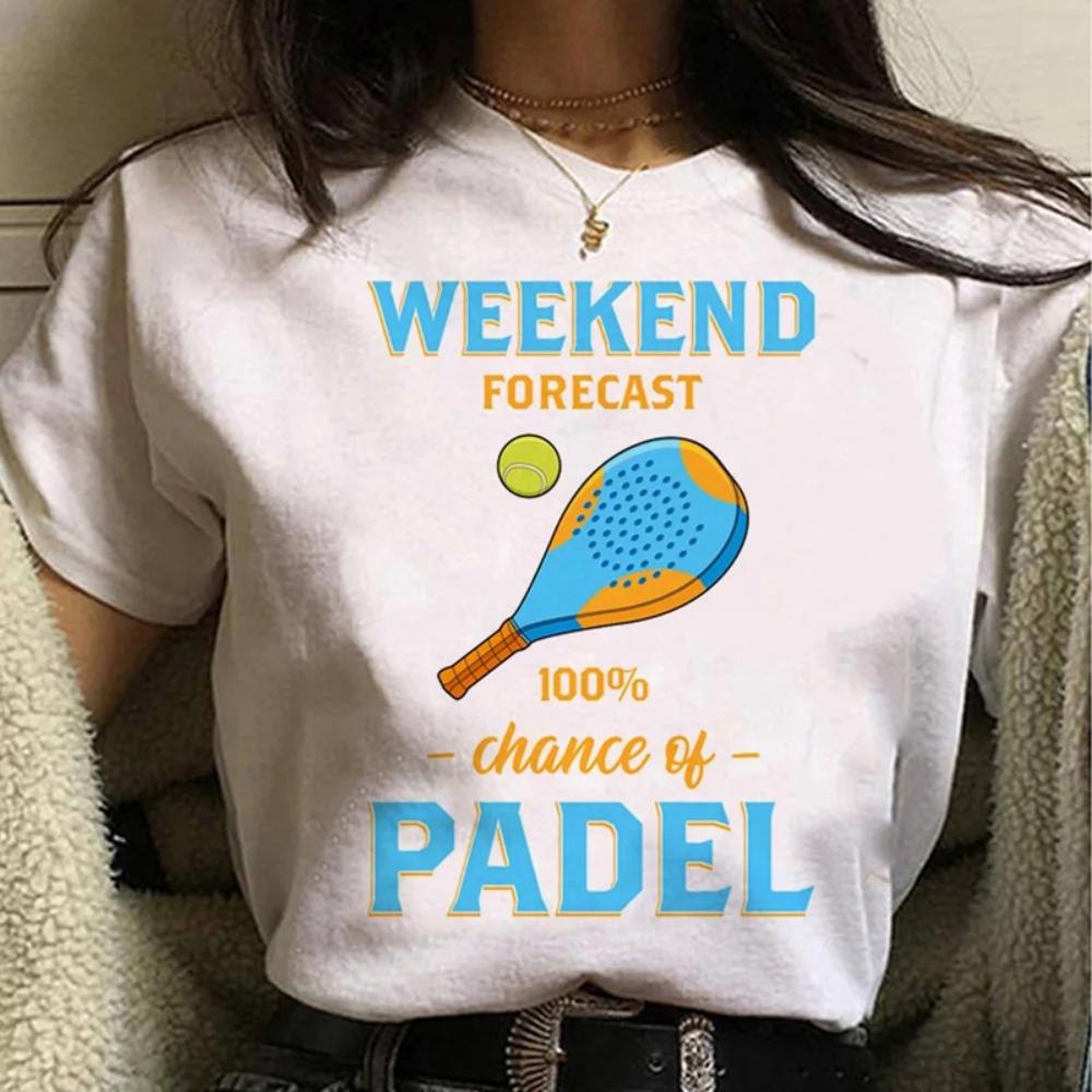 Padel Streetwear Y2k Bílá Móda Dámská Trička Harajuku Vtipné Oblečení Krátký Rukáv Letní Trička Ležérní Dámské Topy O-výstřih