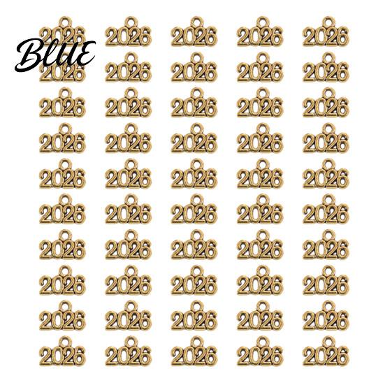 Holiday Number Decor 50Pcs 2026 Alloy Charm Vintage Decoration Accessories