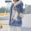 New Autumn and Winter Trendy Thickened Warm Patchwork Hooded Jacket Loose Casual Sports Large Size Jacket for Women