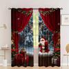 2pcs - Christmas Style Santa Claus Pattern Printed Curtains   Through-bar Curtains   Home Decoration   Room Decoration