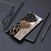 Coque de téléphone en verre motif léopard en forme de cœur adaptée pour Samsung pour galaxy S26 S25 S24 S23 S21 S20 FE Ultra Plus 5G anti chute