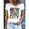 New York City T-Shirt for Women Casual Short Sleeve Tee Heavy Cotton - Comfortable Crew Neck, Soft Adorable Tees Tops