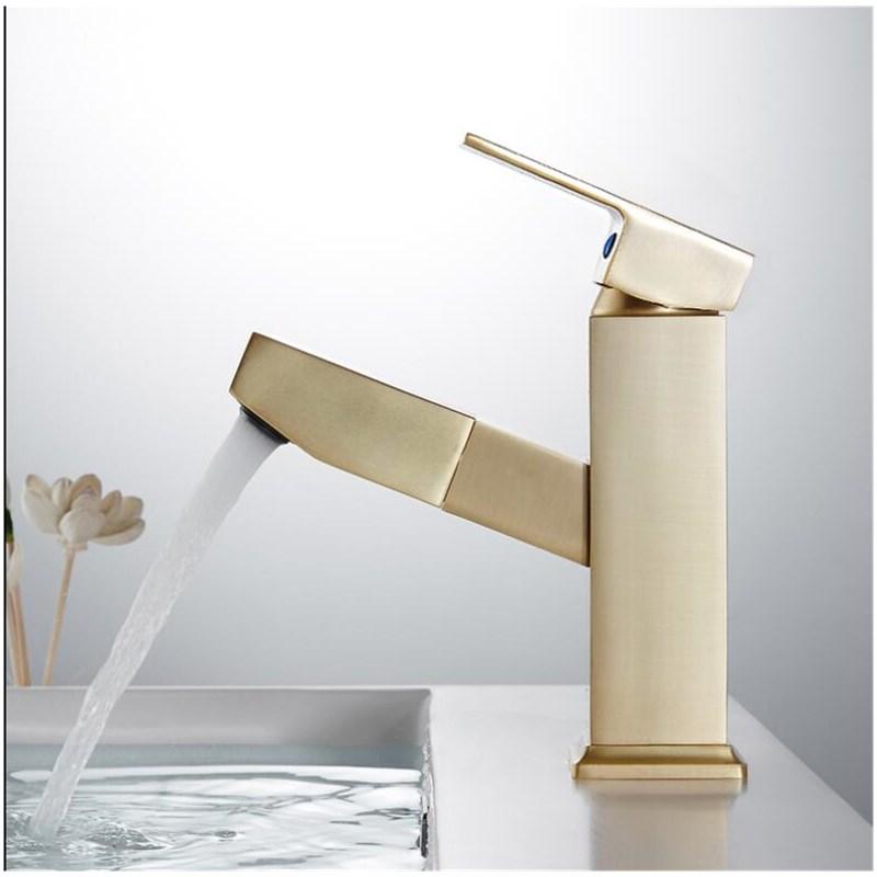 New Basin Faucet Single Lever Pull Out Brass Sink Mixer Tap For Bathroom Basin Water Sink Mixer Gold Brush