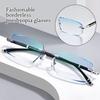 Blue Ray Blocking Anti-Blue Light Reading Glasses Rimless Cut Edge Eye Protection Presbyopia Eyeglasses Luxury Ultralight