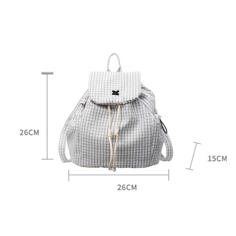 Women'S Stylish Nylon Multiple Pockets Drawstring Backpack Elegant Solid Color Student Small Shoulder Bag Work, Travel & Daily Use CLE