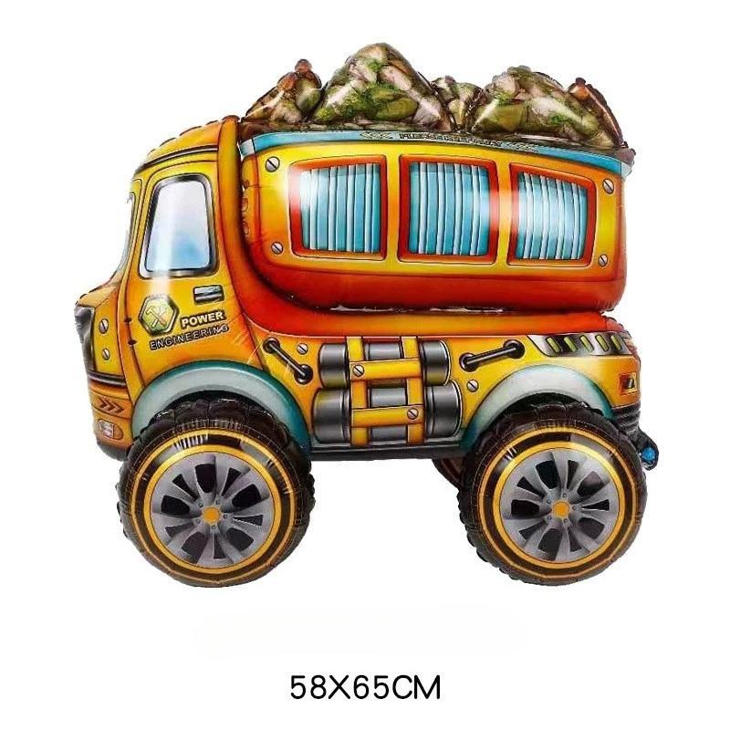 3D Assembly Boy Car Tank Engineering Vehicle Excavator Aluminum Film Toy Balloon Birthday Decoration Scene Layout