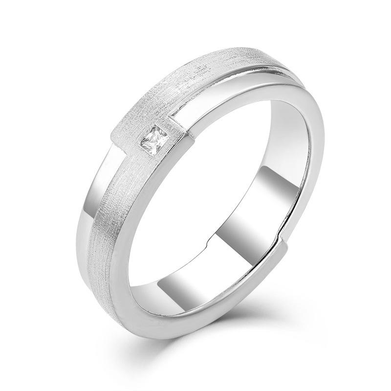 S925 sterling silver zircon men's ring pair ring couple ring niche high-end diamond ring wedding engagement ring