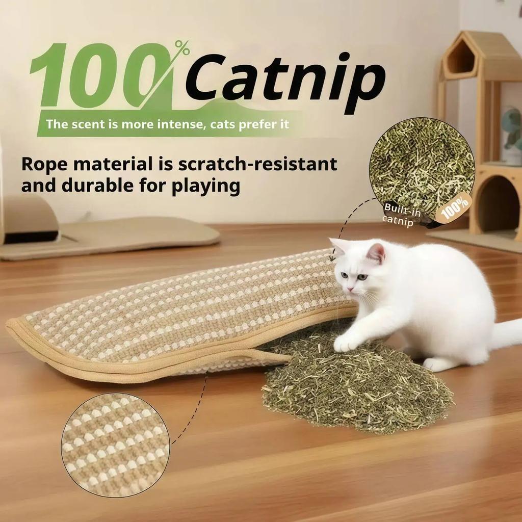 Multi Functional Cat Scratch Pad Toy Pillow Chew Resistant Cat Bed Soft Mosquito Repellent Pet Interactive Toy