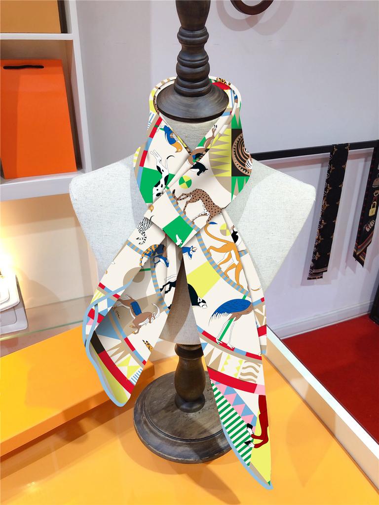 New Animal Shawl Square Scarf For Women Twill Print Headband Foulard Hijab Beach Stoles Neckerchief Female Head Wraps Bandana