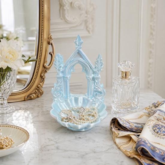 Pearlescent Jewelry Holder Texture Tray, Gothic Retro Arch Design Organizer, Tray 3D Printed Storage Box for Rings Earrings Bracelets Multi-color