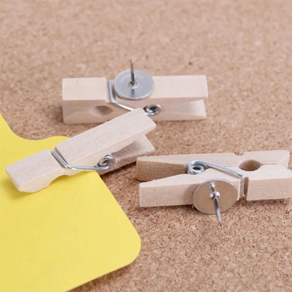 20 Stück/Box DIY Holzklammern Reißnägel Wiederverwendbare Reißnägel mit Klammern Dekorative Reißnägel Schreibwaren