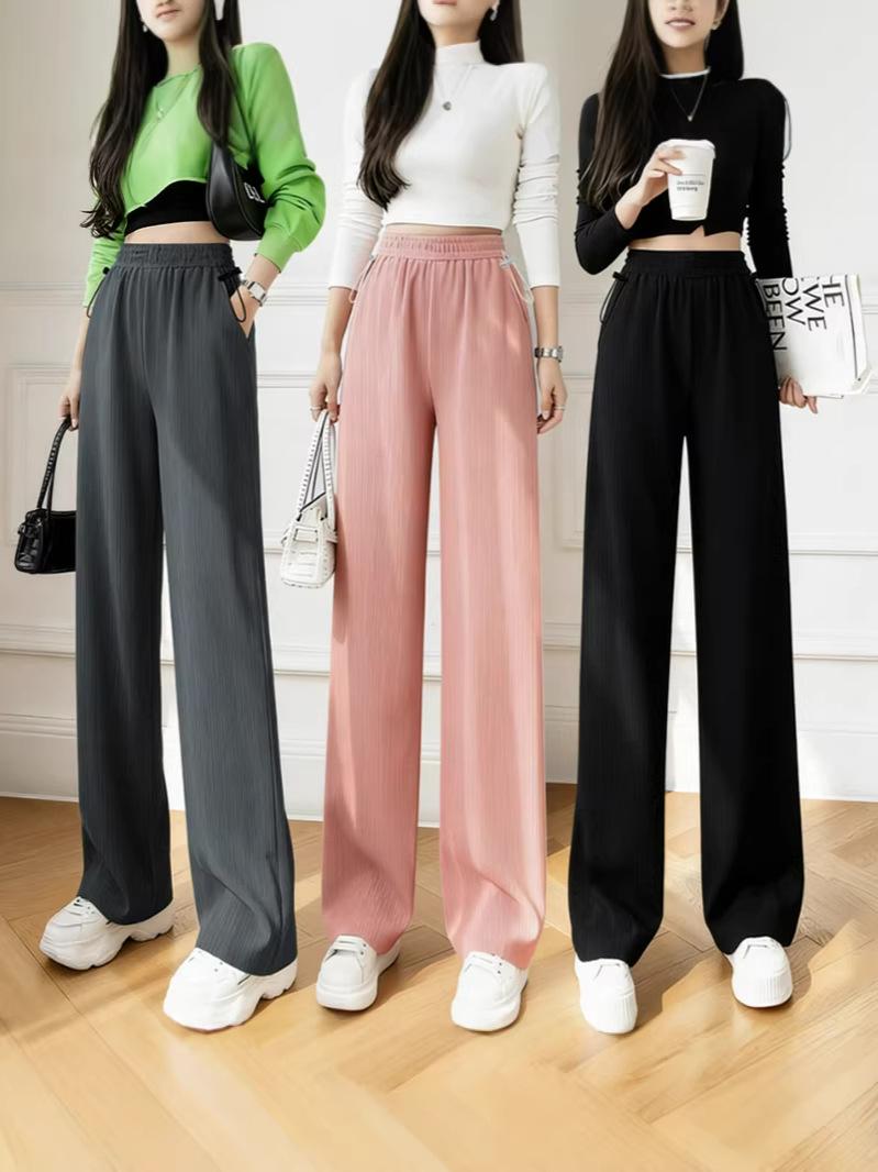 

Summer Maternity Ice Silk Wide-Leg Pants - Lightweight, Loose-Fitting, Plus Size Straight Leg Base Layer. M ( 110 kg) серый