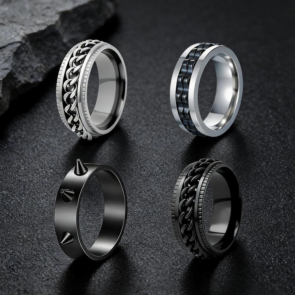 Electroplated Stainless Steel Rotating Stress Relief Unisex Ring