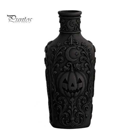 Unique Gothic Collectibles Halloween Pumpkin Vase, 3D Printed Moon Star Embossed Potion Bottle Decorative for Dressing Table Tabletop Ornament,