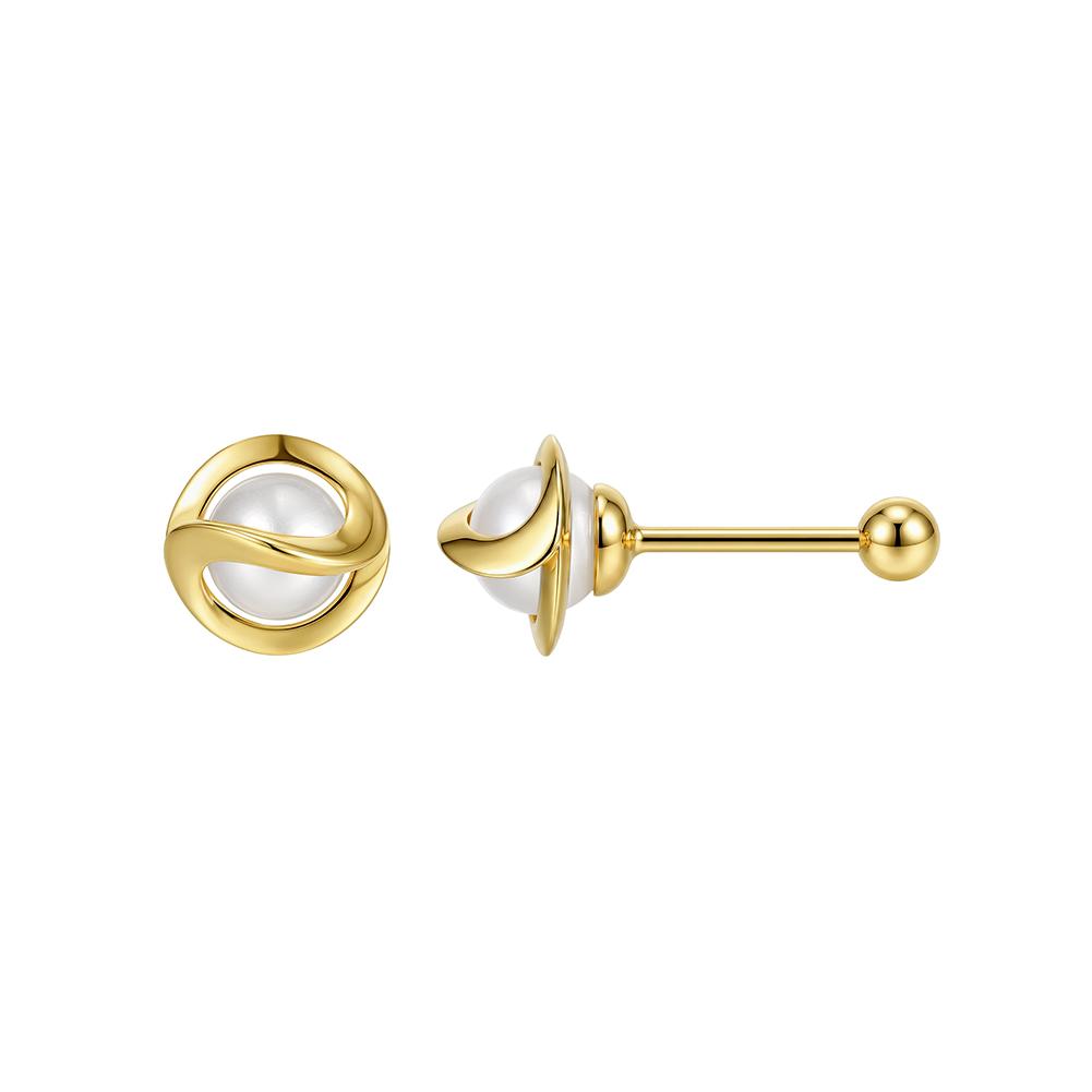 ORSA JEWELS 14K Gold 925 Sterling Silver Pearl Mini Small Stud Earrings for Women Chic Minimalist Office Korean Jewelry GPE136