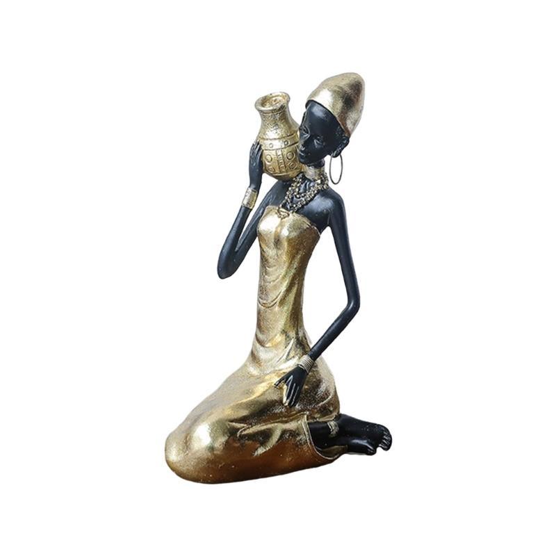 652F Resins Statue African Black Woman Figurines for Enhancing Artistic Ambiances Home