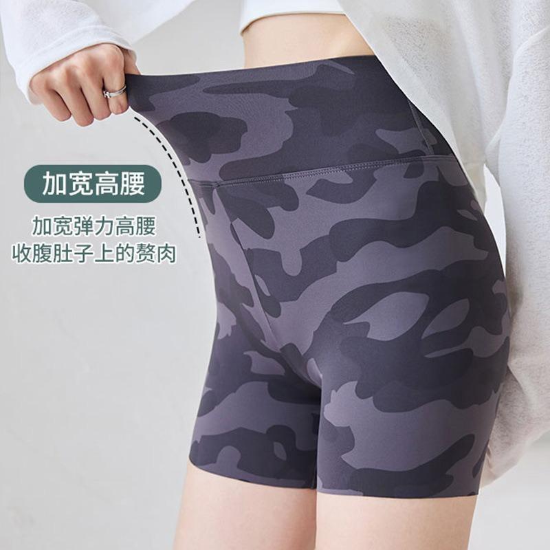 New camouflage three-point shark pants summer wear women's leggings anti-light hip-lifting yoga pants summer thin women